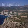 GW24615-50 = Aerial view over lookout tower ( Atalaya - restored by Claudia Schiffer ) on Andritxol headland, towards hilltop Villa complex ( developed by Claudia Schiffer ) and Camp de Mar, Andratx, SW Mallorca, Balearic Islands, Spain. 